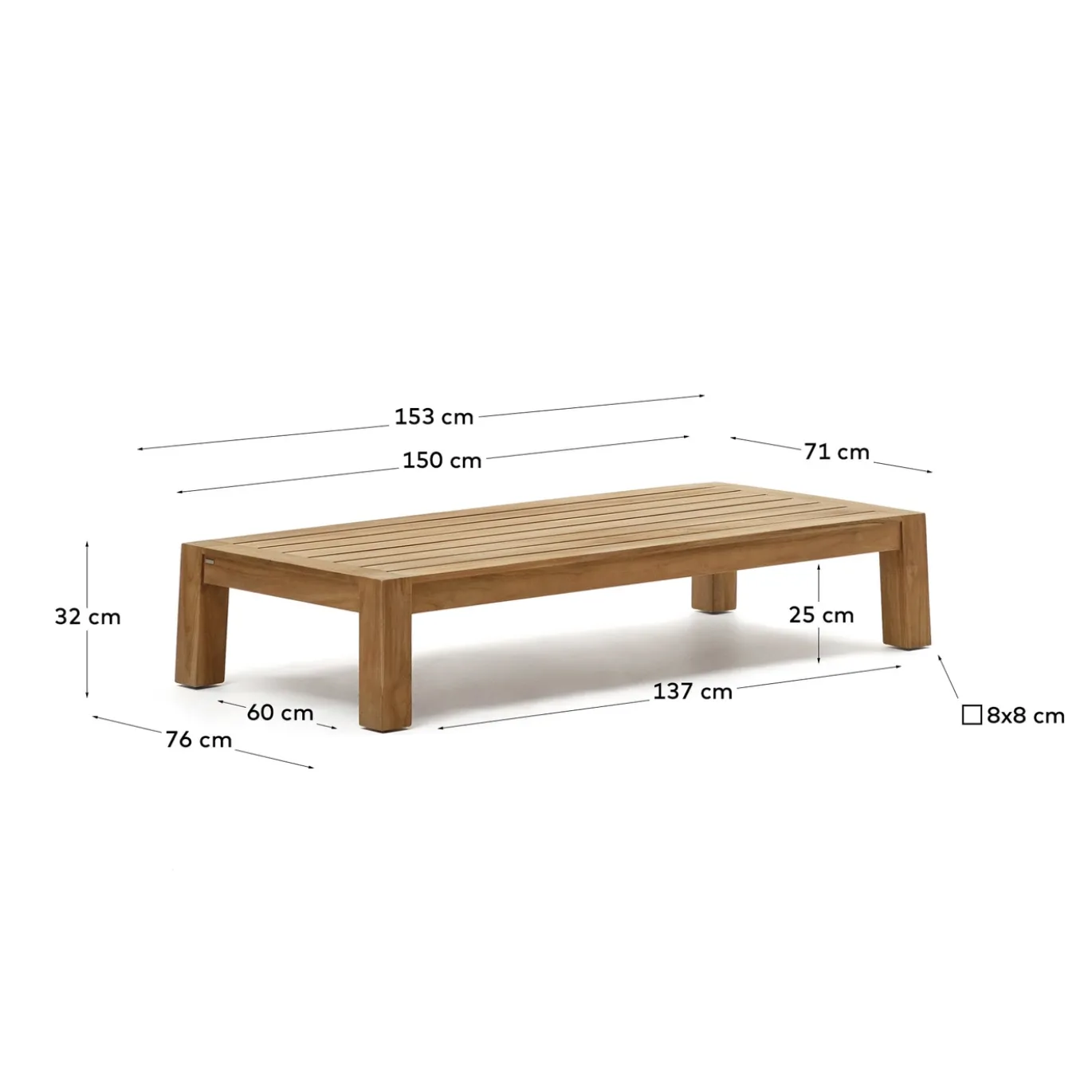 Kave Home Salontafel Forcanera Massief Teakhout 150x71cm