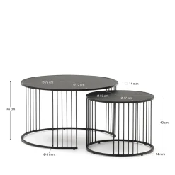 Kave Home Salontafel Hadar Set van 2 Glas Ø75cm / Ø45cm