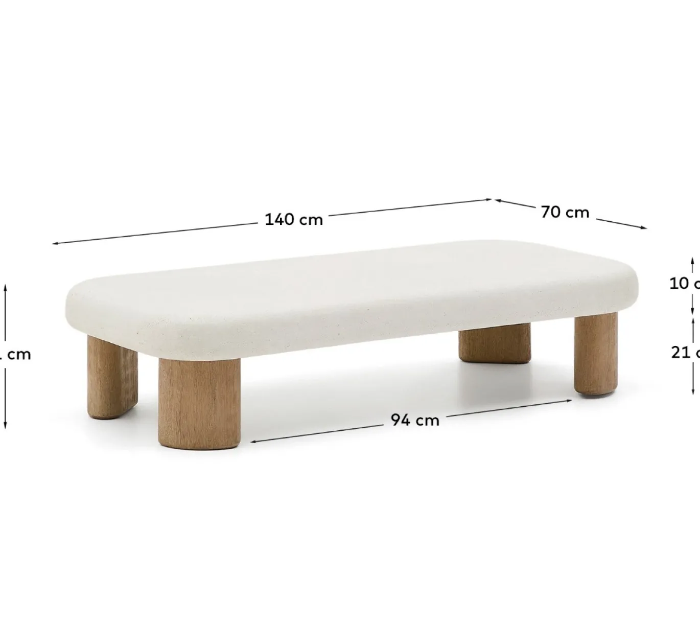 Kave Home Salontafel Labra Outdoor Wit Cement 140cm