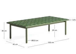 Kave Home Salontafel Maurina Staal Tegels Groen 122cm