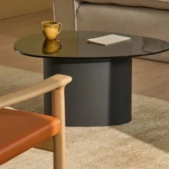 Kave Home Salontafel Olir Glas Metaal Zwart 82cm