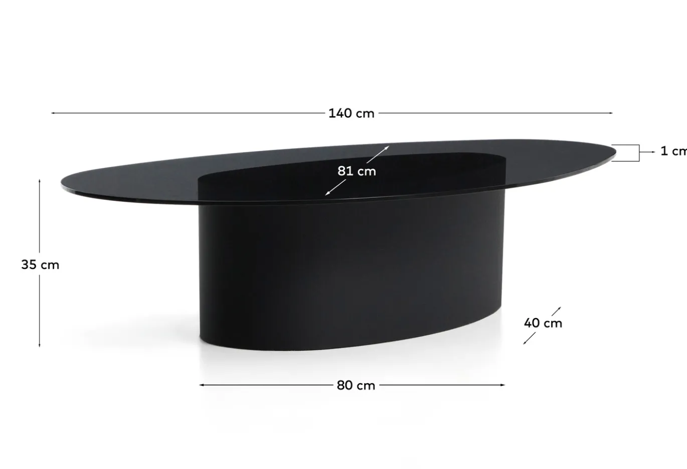 Kave Home Salontafel Olir Glas Metaal Zwart 140cm