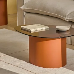 Kave Home Salontafel Olir Glas Metaal Bruin 82cm