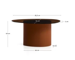 Kave Home Salontafel Olir Glas Metaal Bruin 82cm