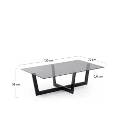 Kave Home Salontafel Plam Zwart Glas 120x70cm