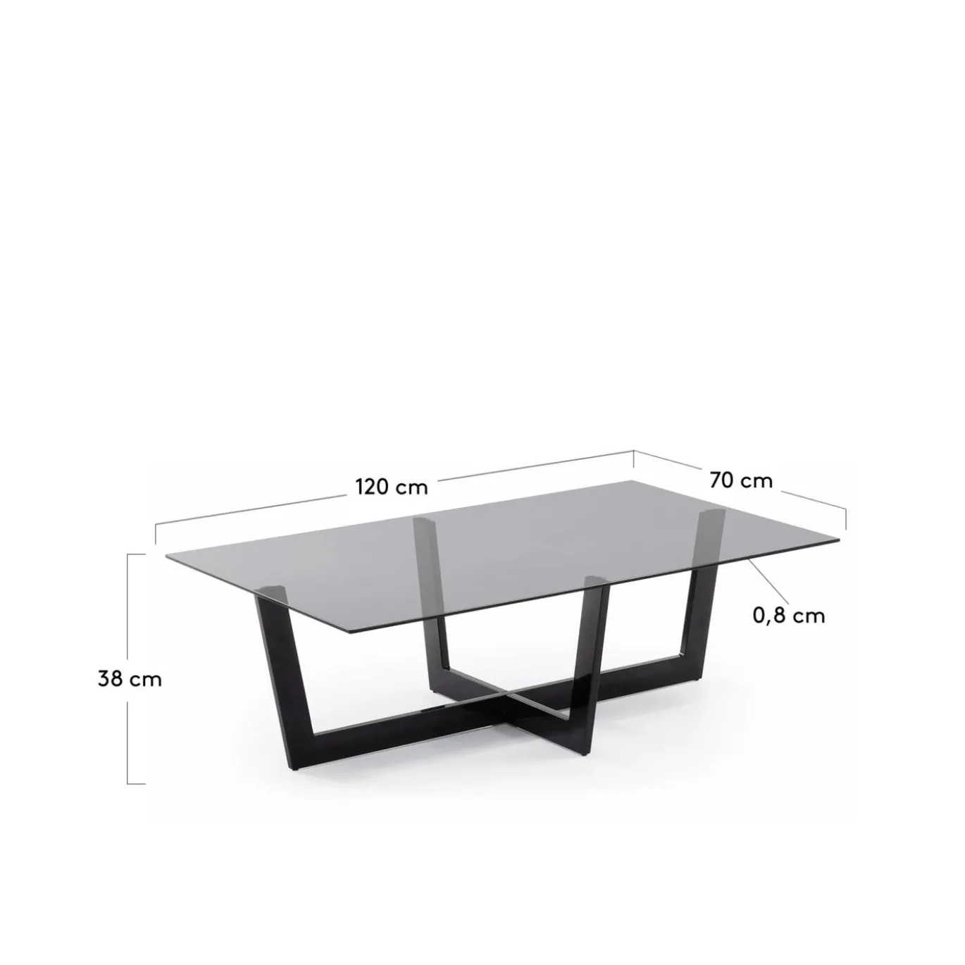 Kave Home Salontafel Plam Zwart Glas 120x70cm