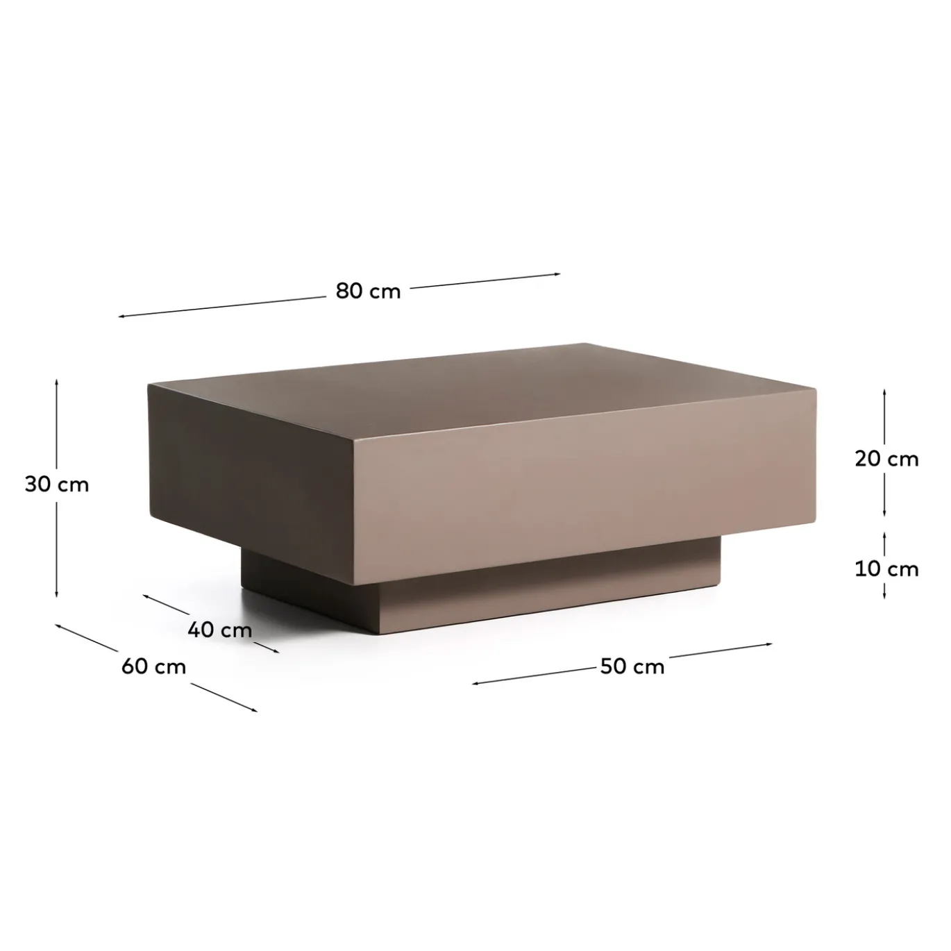 Kave Home Salontafel Rustella Cement Bruin 80x60cm