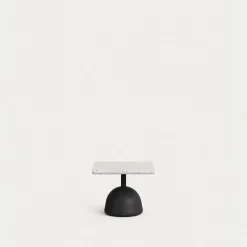 Kave Home Salontafel Saura Wit Terrazzo en Zwart Cementen Voet 44x44x35cm
