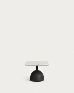 Kave Home Salontafel Saura Wit Terrazzo en Zwart Cementen Voet 44x44x35cm