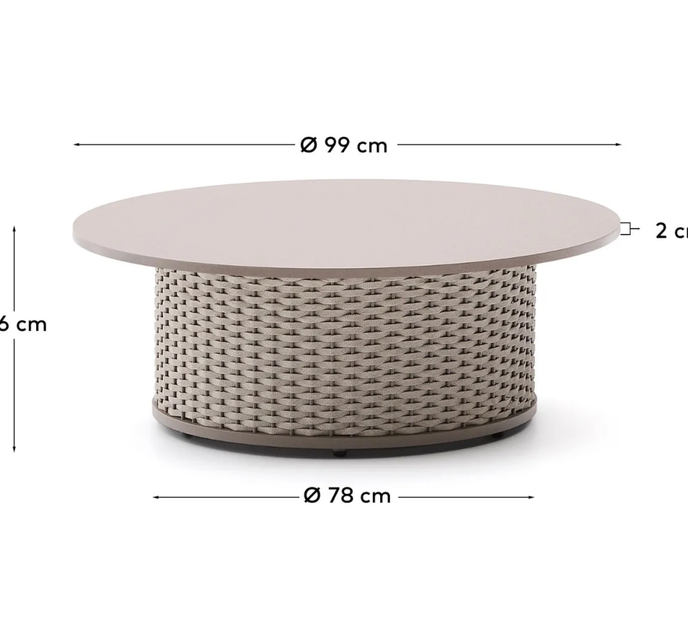 Kave Home Salontafel Sedalis Outdoor Taupe Ø99cm