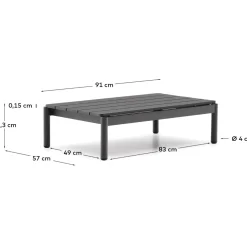 Kave Home Salontafel Sorells Grijs Aluminium 52,4x91cm