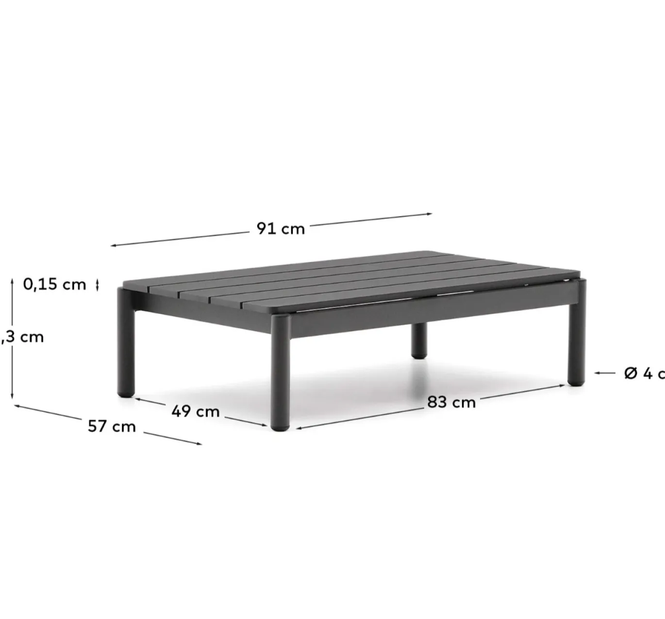 Kave Home Salontafel Sorells Grijs Aluminium 52,4x91cm