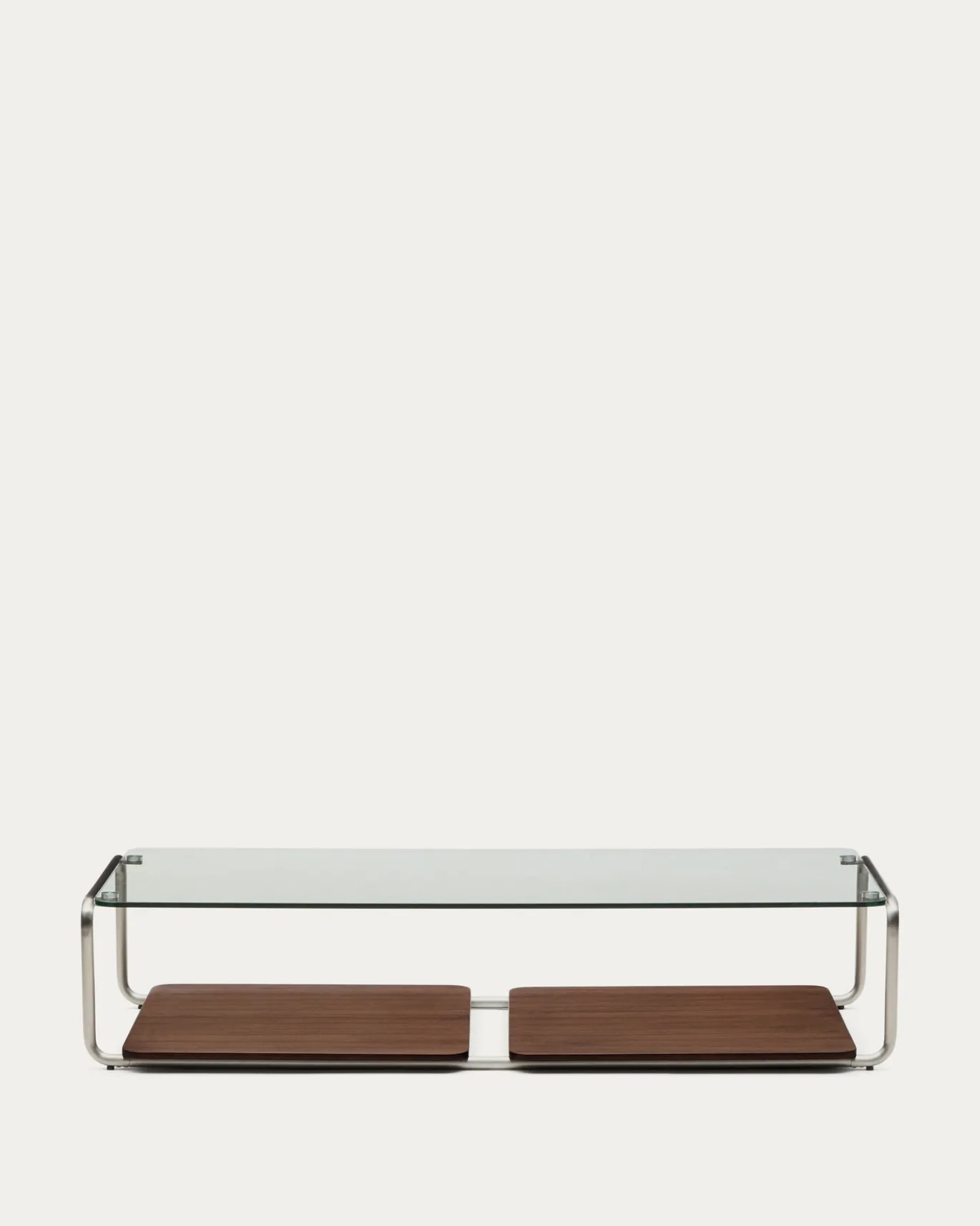 Kave Home Salontafel Tarsel Gehard Glas Met Walnootfineer 140x60cm