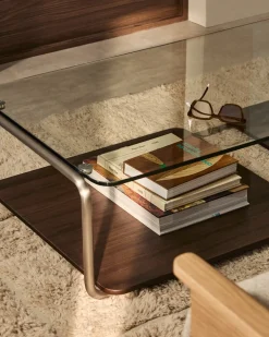 Kave Home Salontafel Tarsel Gehard Glas Met Walnootfineer 140x60cm