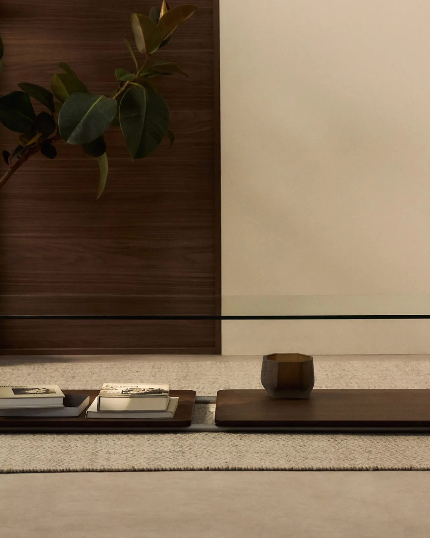 Kave Home Salontafel Tarsel Gehard Glas Met Walnootfineer 140x60cm