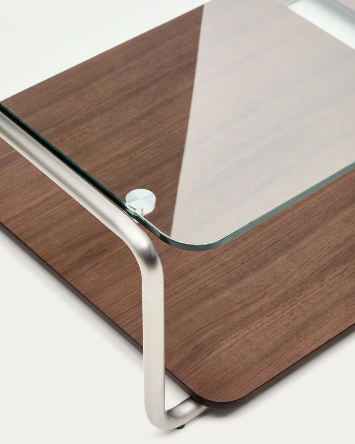 Kave Home Salontafel Tarsel Gehard Glas Met Walnootfineer 140x60cm