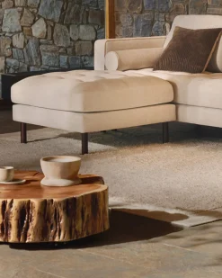 Kave Home Salontafel Tavine Acaciahout Naturel op Wielen Ø65cm