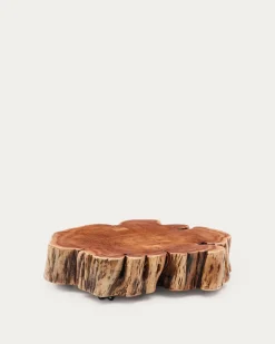 Kave Home Salontafel Tavine Acaciahout Naturel op Wielen Ø65cm