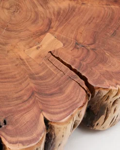 Kave Home Salontafel Tavine Acaciahout Naturel op Wielen Ø65cm