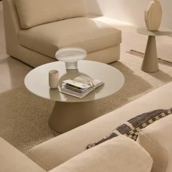 Kave Home Salontafel Wilshire Gehard Glas en Metaal Matgrijs Ø80cm