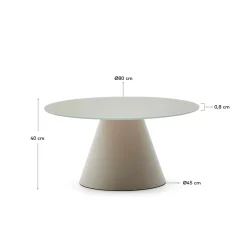 Kave Home Salontafel Wilshire Gehard Glas en Metaal Matgrijs Ø80cm