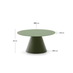 Kave Home Salontafel Wilshire Mat Gehard Glas en Matgroen Ø80cm