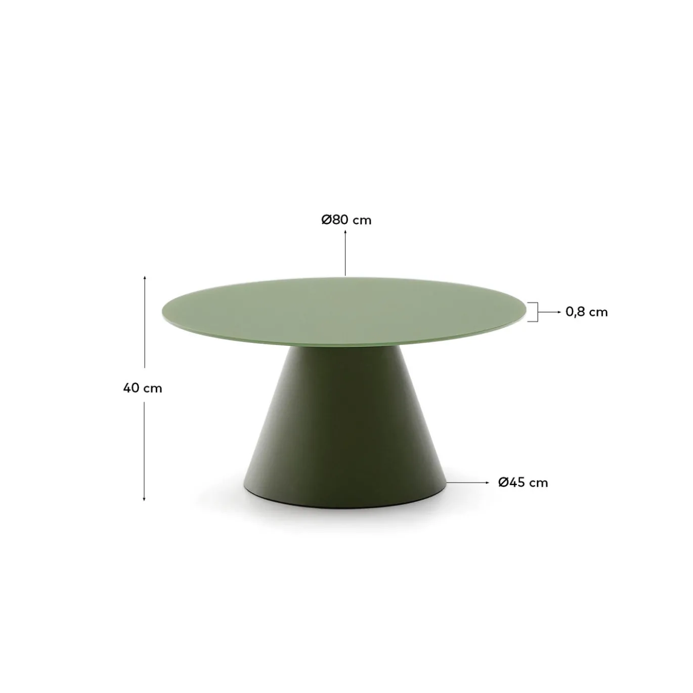 Kave Home Salontafel Wilshire Mat Gehard Glas en Matgroen Ø80cm