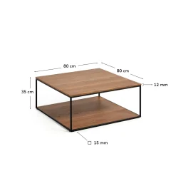 Kave Home Salontafel Yoana Bruin Walnootfineer 80x80cm