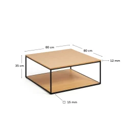 Kave Home Salontafel Yoana Naturel Eikenfineer 80x80cm