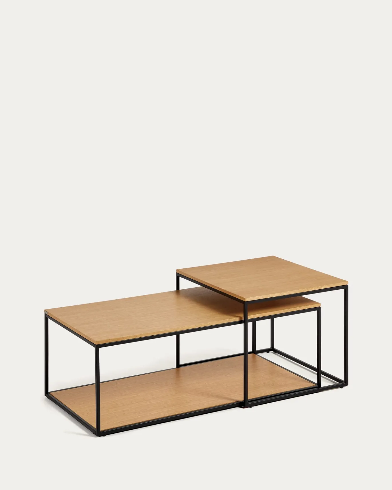 Kave Home Salontafel Yoana Set van 2 Naturel Eikenfineer