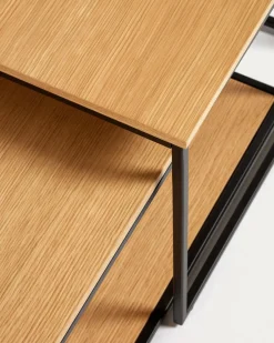Kave Home Salontafel Yoana Set van 2 Naturel Eikenfineer