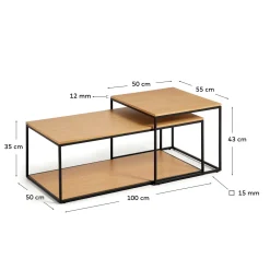 Kave Home Salontafel Yoana Set van 2 Naturel Eikenfineer