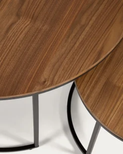 Kave Home Salontafel Yoana Set van 2 Bruin Walnootfineer Ø80cm/ø50cm