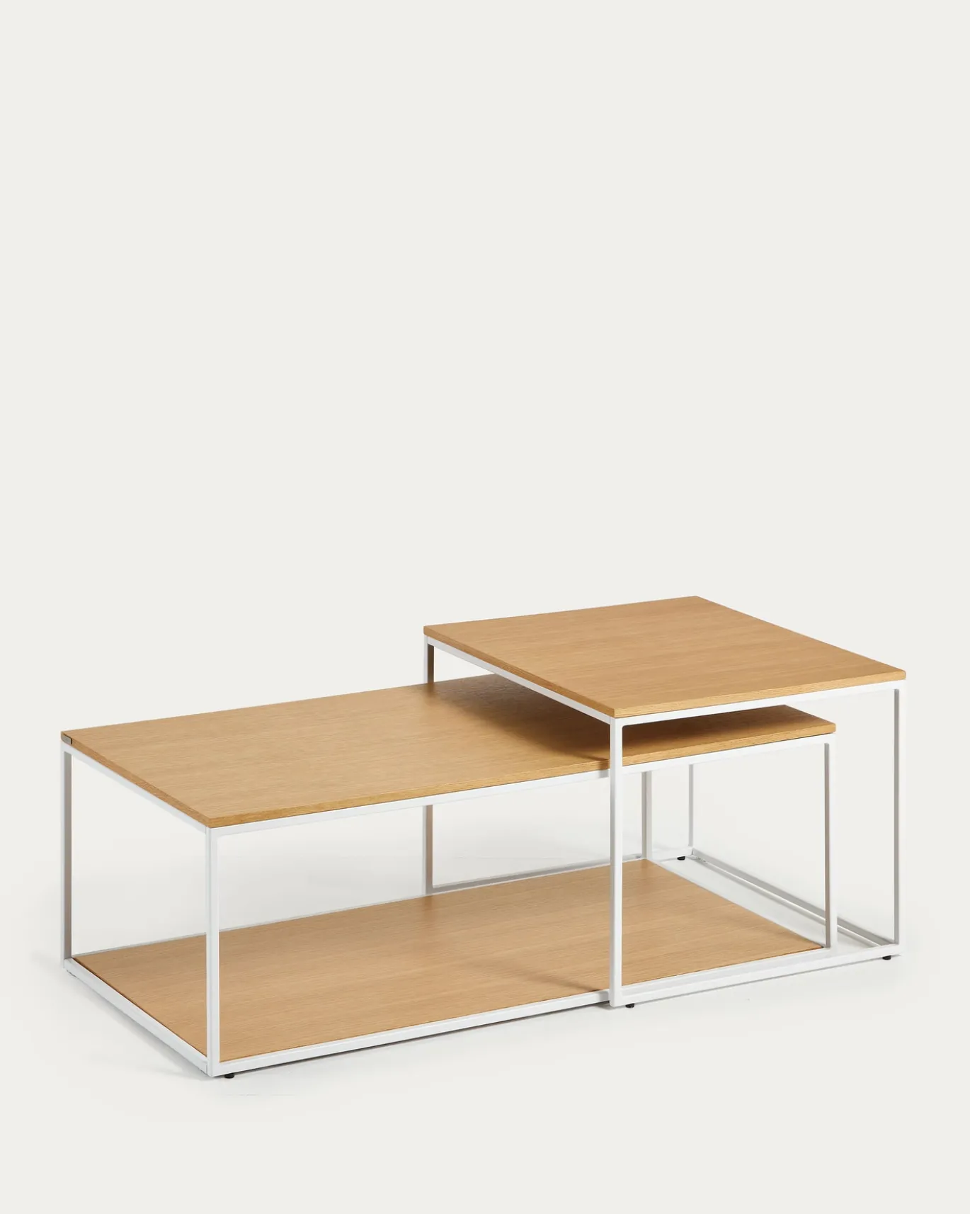 Kave Home Salontafel Yoana Set van 2 Eikenfineer Wit 80x80cm