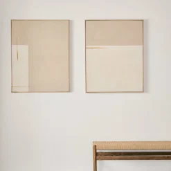 Kave Home Schilderij Abstract Op Linnen Salin Beige Verticale Streep 80x100cm