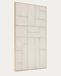 Kave Home Schilderij Klis Linnen met Geometrische Vormen Wit 120x200cm
