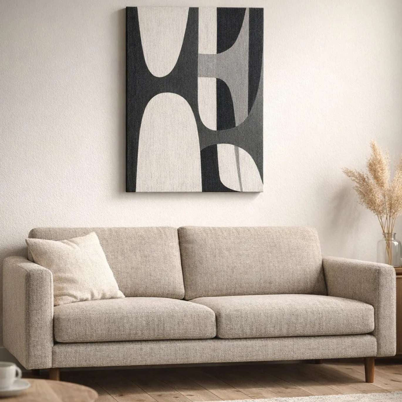 Kave Home Schilderij Onure Abstract Zwart Wit 90cm
