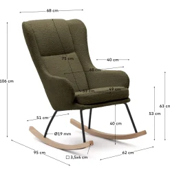 Kave Home Schommelstoel Maustin Donkergroene Bouclé