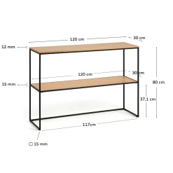 Kave Home Sidetable Yoana Naturel/Zwart 120cm