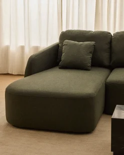 Kave Home Slaapbank Laira 3-Zits Chaise Longue Links Donkergroen 246cm
