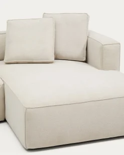 Kave Home Slaapbank Marela Chaise Longue Rechts Chenille Beige 236cm