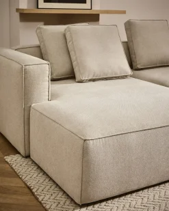 Kave Home Slaapbank Marela Chaise Longue Links Chenille Beige 276cm