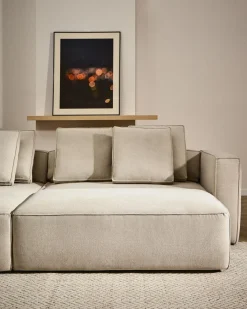 Kave Home Slaapbank Marela Chaise Longue Links Chenille Beige 276cm