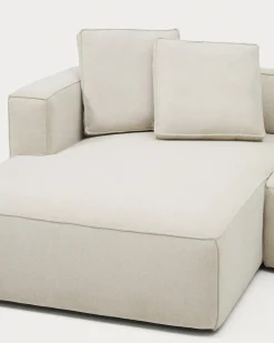Kave Home Slaapbank Marela Chaise Longue Links Chenille Beige 236cm