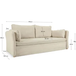 Kave Home Slaapbank Tanit Wit Massief Beukenhout 210cm