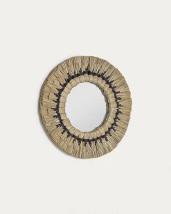Kave Home Spiegel Akila Rond Katoen En Touw Groen/zwart Ø40cm