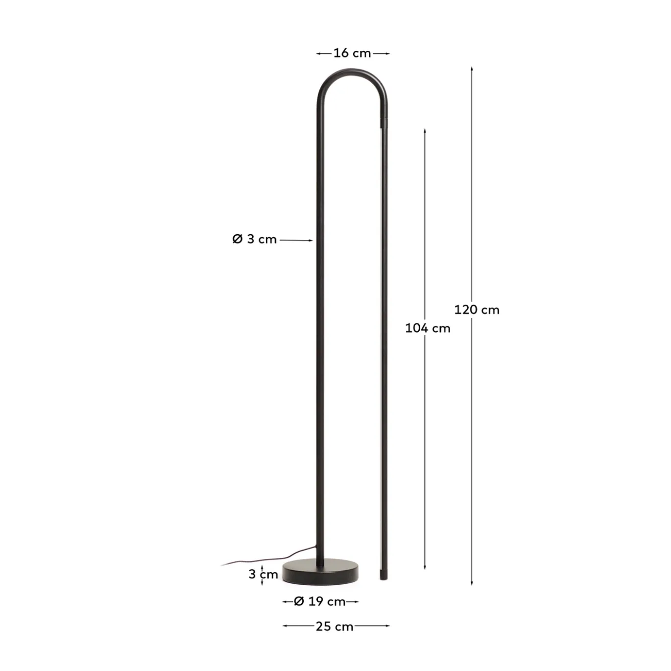 Kave Home Staande Lamp Bow Zwart Aluminium