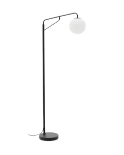 Kave Home Staande Lamp Eilo Zwart Staal en Gepolijst Glas