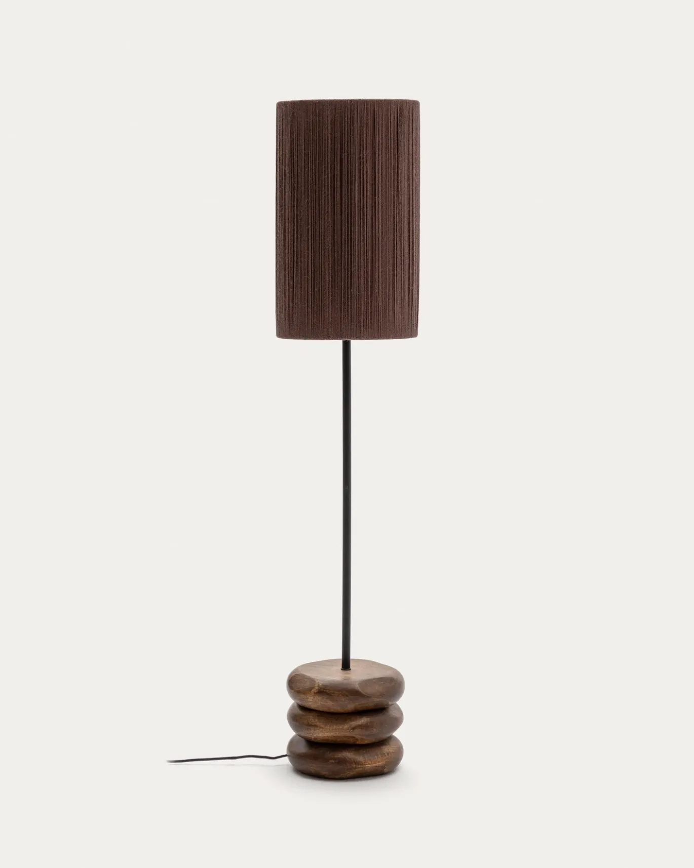 Kave Home Staande Lamp Kor Acaciahout Donkerbruin Jute
