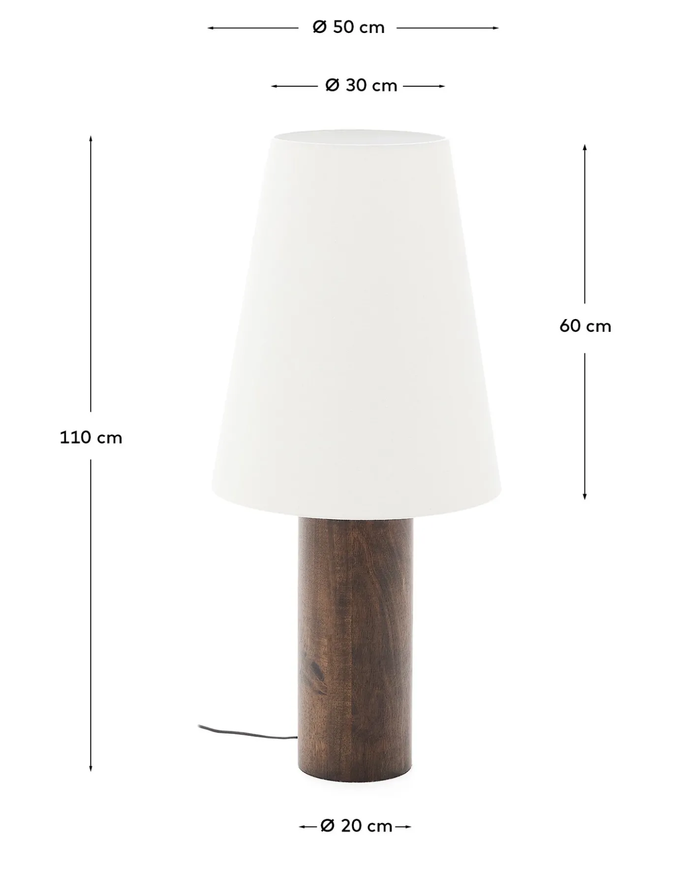 Kave Home Staande Lamp Marga Rubberhout Beige/Walnoot